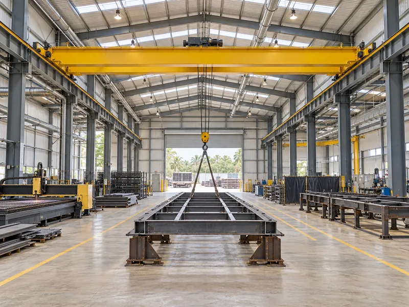 Exigences relatives au pont roulant d'un atelier à structure métallique définies à partir des points de levage Exigences relatives au pont roulant d'un atelier à structure métallique définies à partir des points de levage